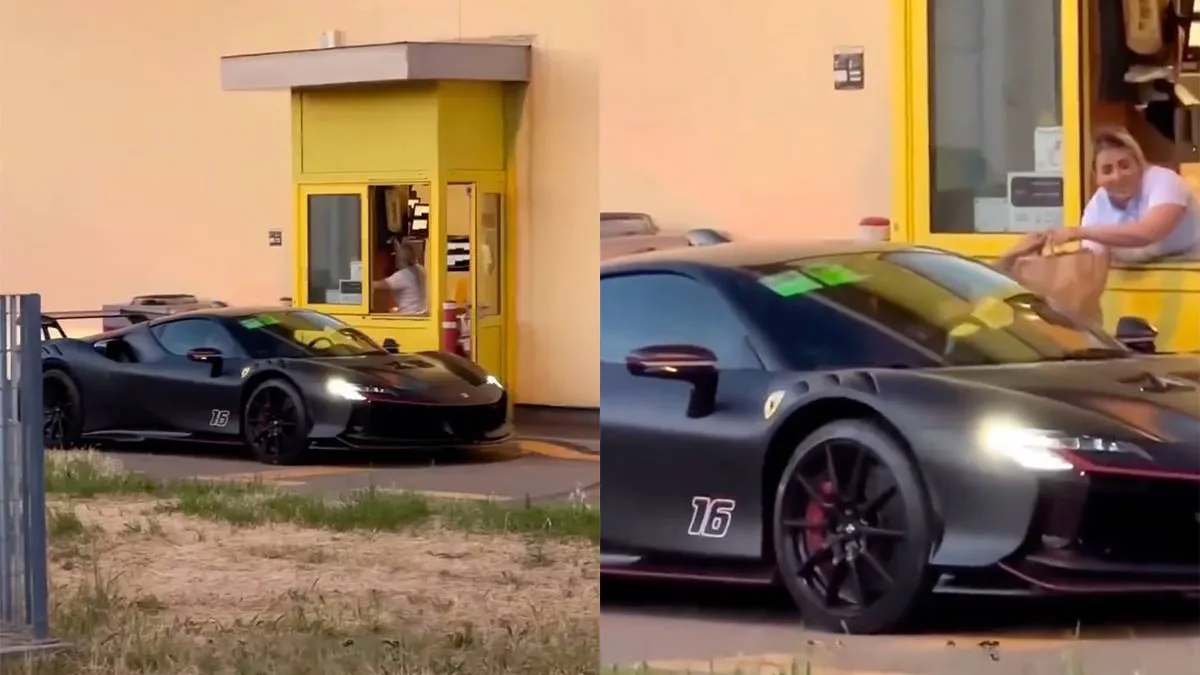thumb vk charles leclerc en vriendin alexandra saint mieux met ferrari door mcdrive na gp imola