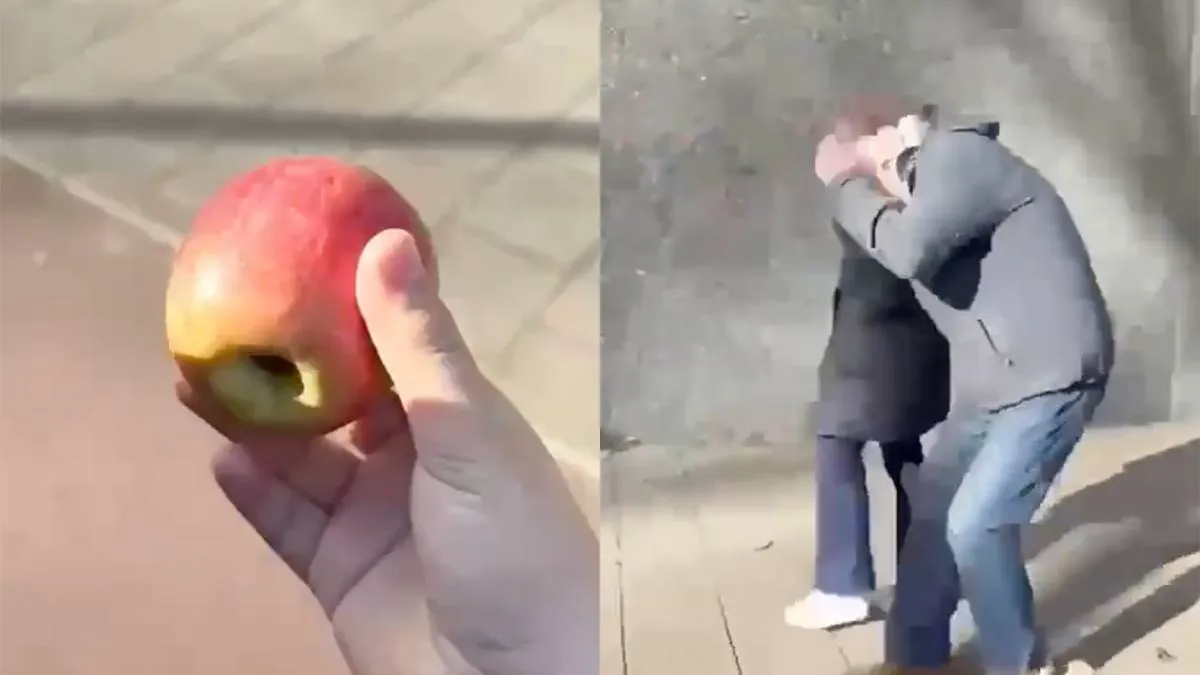 thumb vk nog meer werk voor de politie medelander gooit appel op hoofd van oudere man