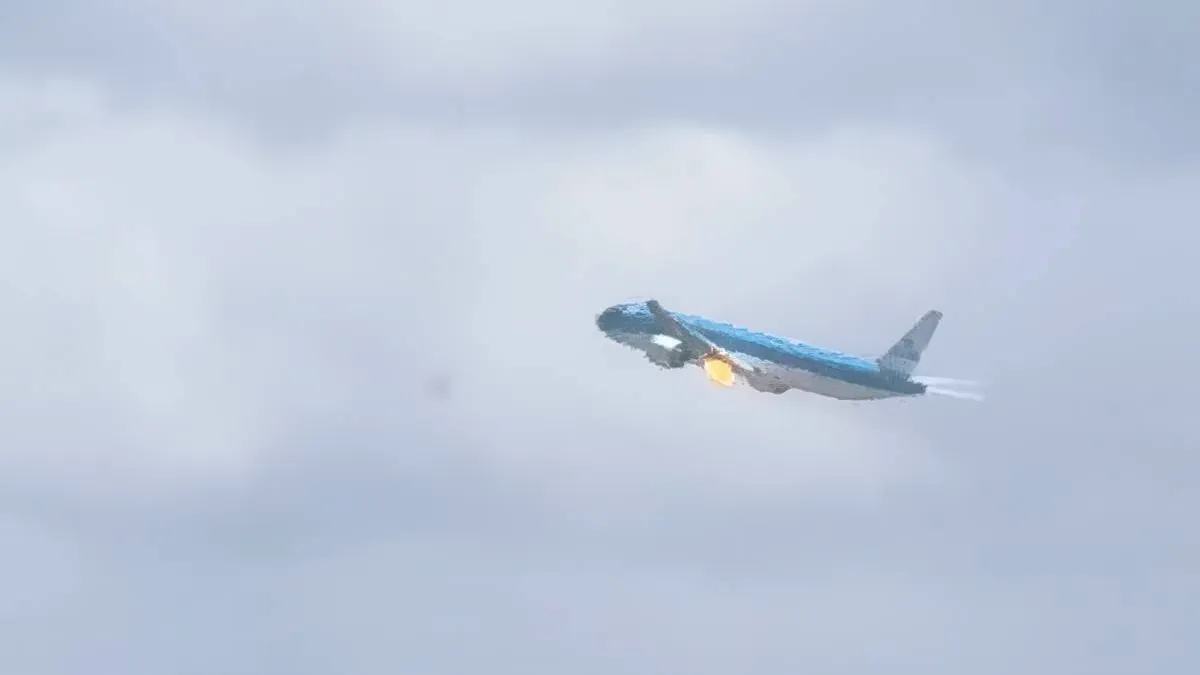 thumb vk schrikmoment vastgelegd vlammen uit motor klm vliegtuig voorzorgslanding op schiphol video