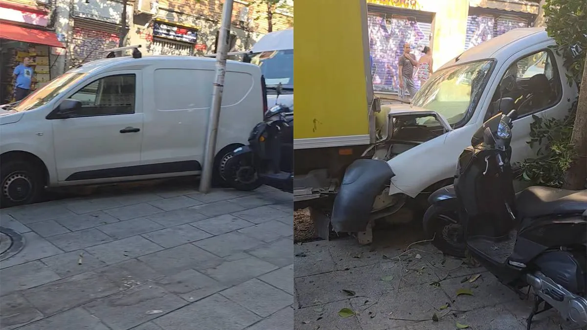 thumb vk ongelukje in barcelona straat verandert in schroothoop