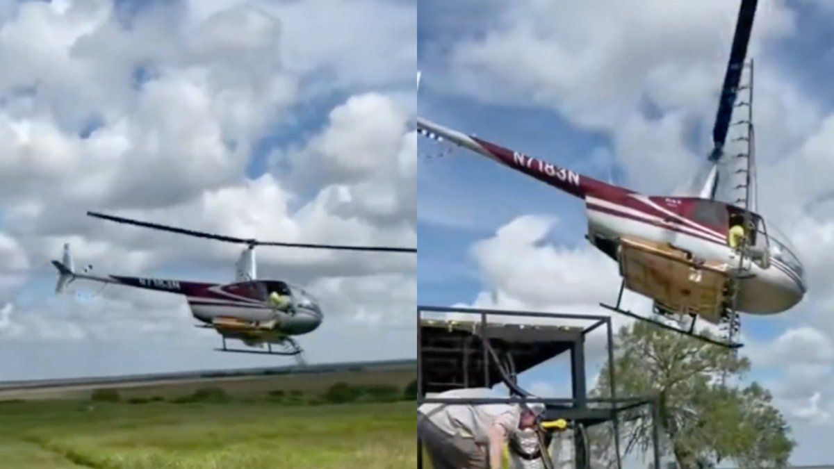 Helikopterpiloot laat zien dat het niet zijn eerste werkdag is