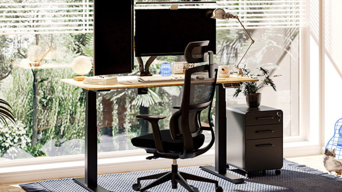 A Flexispot sit-stand desk is affordable and gives more pleasure in your work (adv)