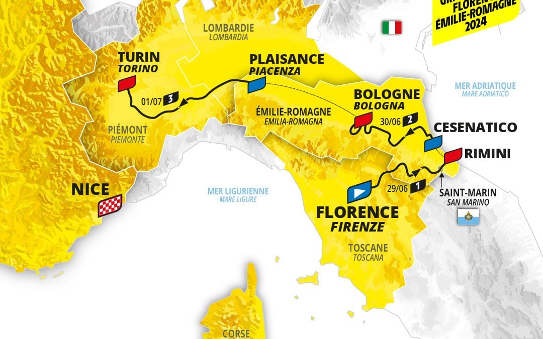 Profiles and route for opening 3 stages of Italian 2024 Tour de France