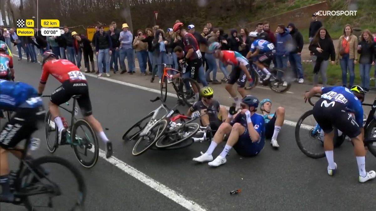 VIDEO Cees Bol struck by spectator causing crash at the 2024 Tour of