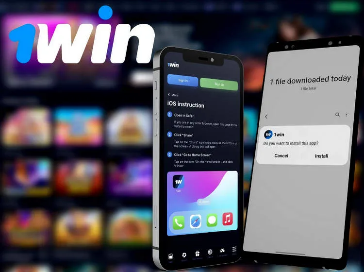 Schermafbeelding van de 1win mobiele app interface