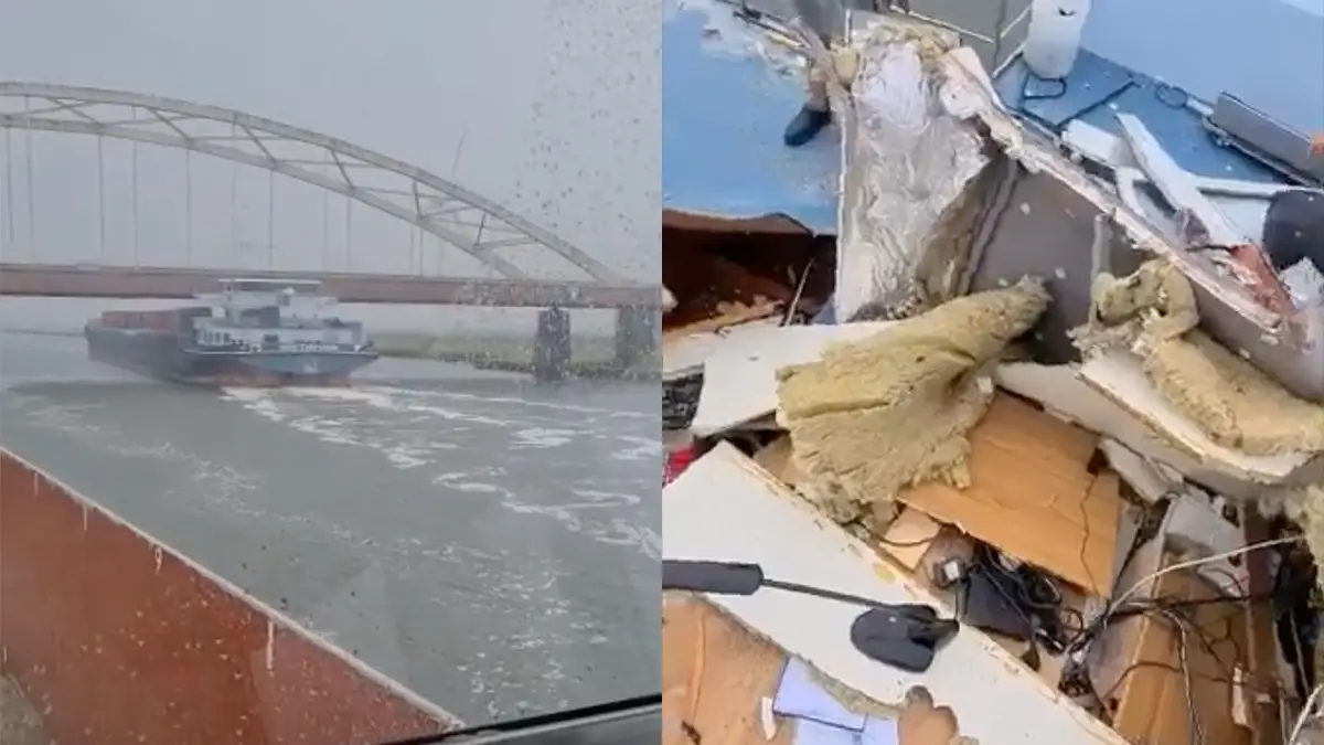 Schipper vaart stuurhut kapot tegen brug op Schelde-Rijnkanaal | VK ...