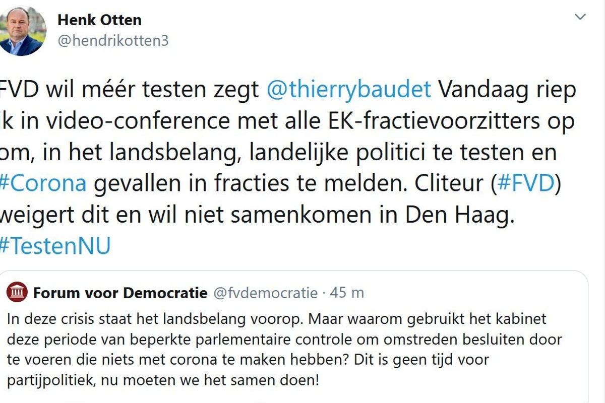 Henk Otten voert weer politiek met de kleinste 'p': 'Forum wil politici niet testen'
