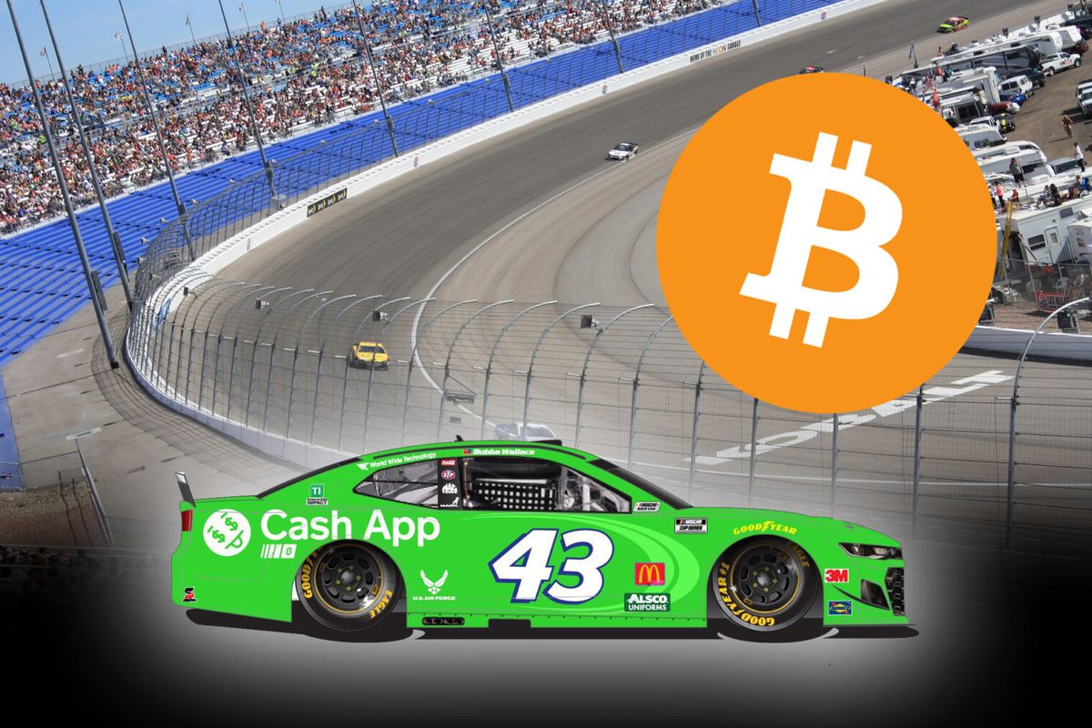 Bitcoin logo op Chevrolet bij NASCAR races, Cash App sponsort renstal