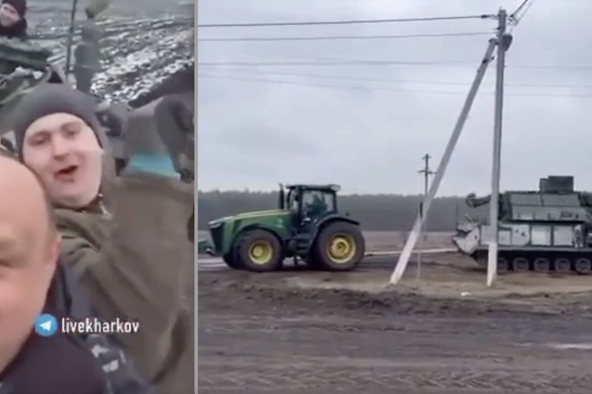 Oekraïense boeren tonen trots hoe gigantisch veel Russische tanks ze stelen