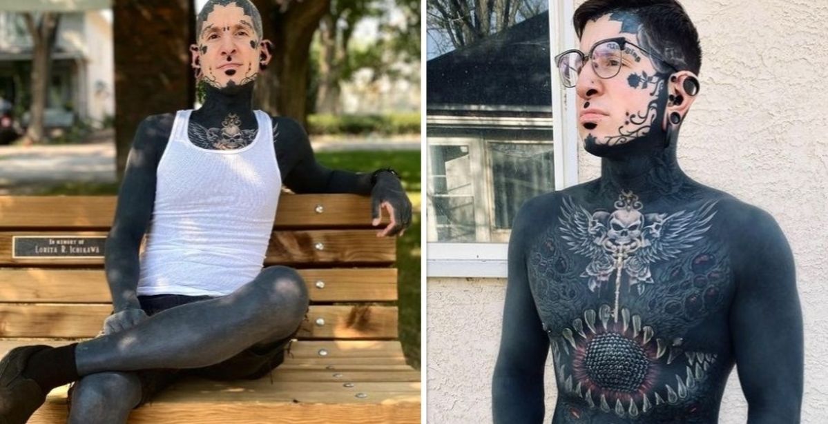 Vader die van top tot teen getatoeëerd is, toont z'n ongelooflijke transformatie op 12 jaar tijd (foto's)