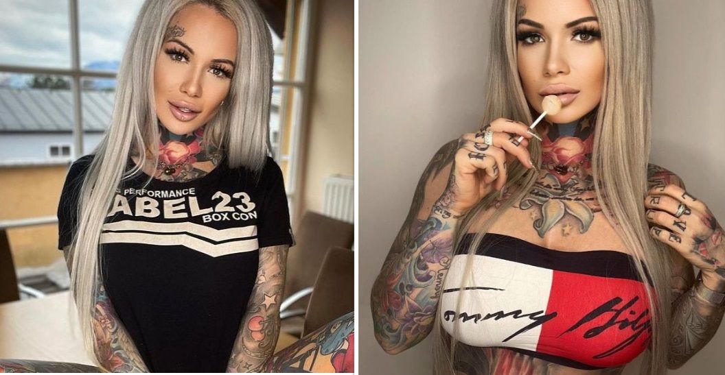 Bekende Duitse tattoo-babe dumpt haar topje en deelt waanzinnig sexy foto's