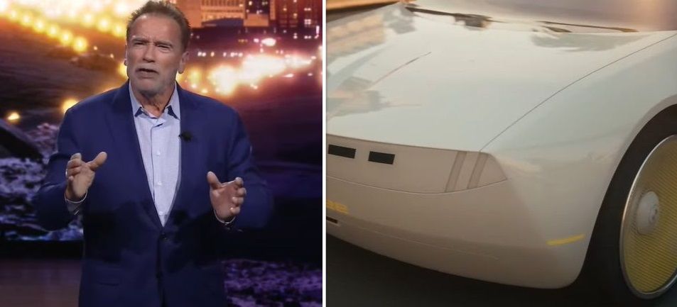 Arnold Schwarzenegger stelt op CES de BMW i Vision Dee voor, die in 32 kleuren kan veranderen