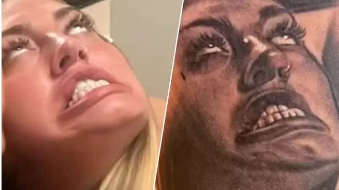 Echtscheiding op komst? Kerel laat lelijkste foto van z'n vrouw op zijn been tatoeëren