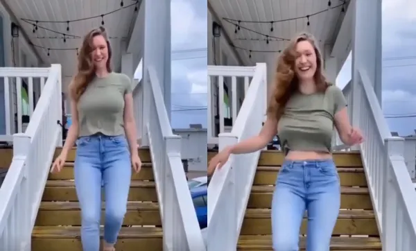 Amie gaat viraal met deze vraag: "Kan ik beter met of zonder bh van deze trap af lopen?"