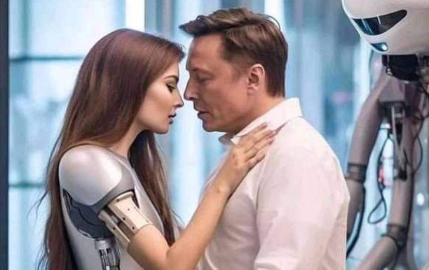 Bizarre foto's van Elon Musk die zoent met robots gaan keihard viraal: "Ook een mannenversie!?"