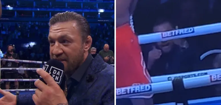 Boksfans noemen Conor McGregor een 'halve gare' nadat hij ringside schaduwbokst