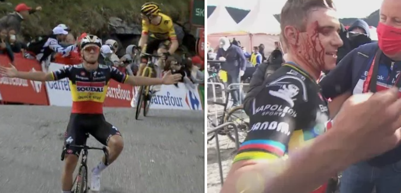 Koning Remco spurt TDF-winnaar uit het wiel en wint in de Vuelta, maar gaat ook keihard op zijn gezicht