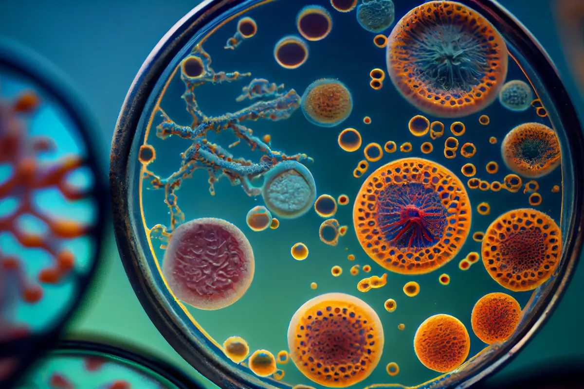 micro organism magnified reveal molecular structure generated by ai