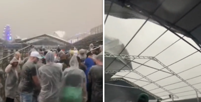 Chaos tijdens F1-kwalificaties in Sao Paulo: hevige storm vernielt tribune, fans slaan op de vlucht