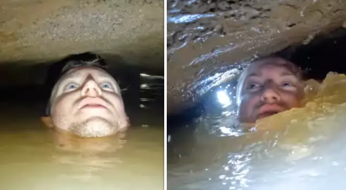 Mannen die verlaten grot onderzoeken verdrinken bijna nadat ze luchtzak missen en in paniek raken (video)