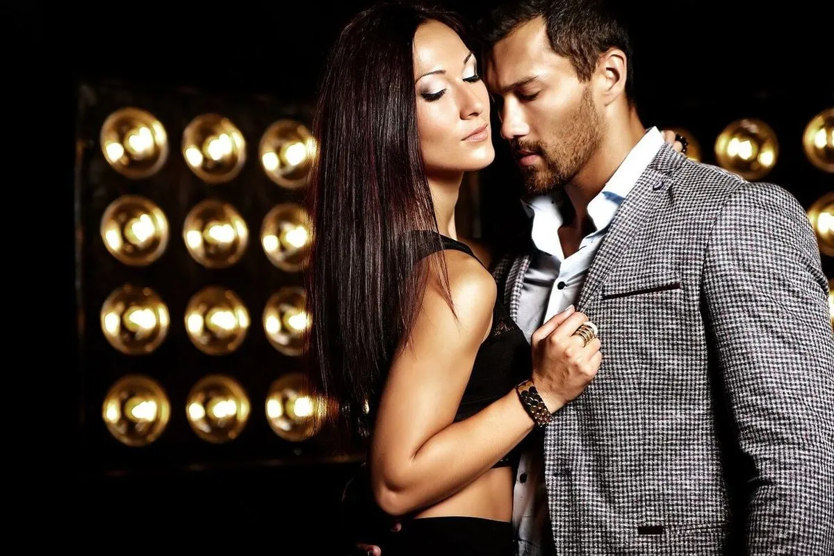 fashion photo handsome elegant man suit with beautiful sexy woman posing black studio lights background 158538 9563 65f04f7f399e3