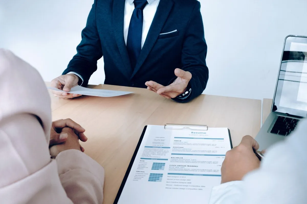 business situation job interview concept job seeker present resume managers 1421 78