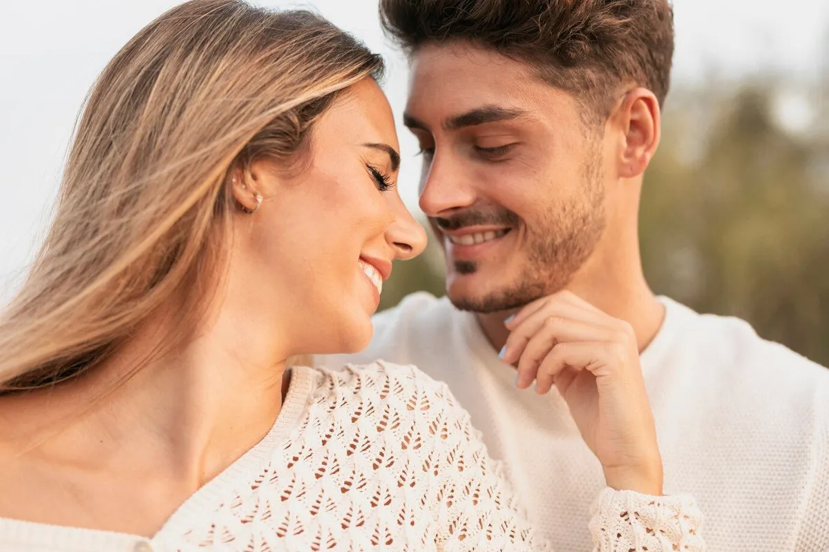 front view lovely couple smiling 23 2148297672