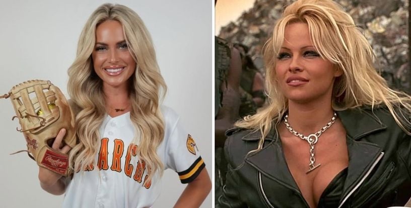 'Knapste softbalspeelster ter wereld' breekt Instagram met Barb Wire-imitatie van Pamela Anderson (foto's)