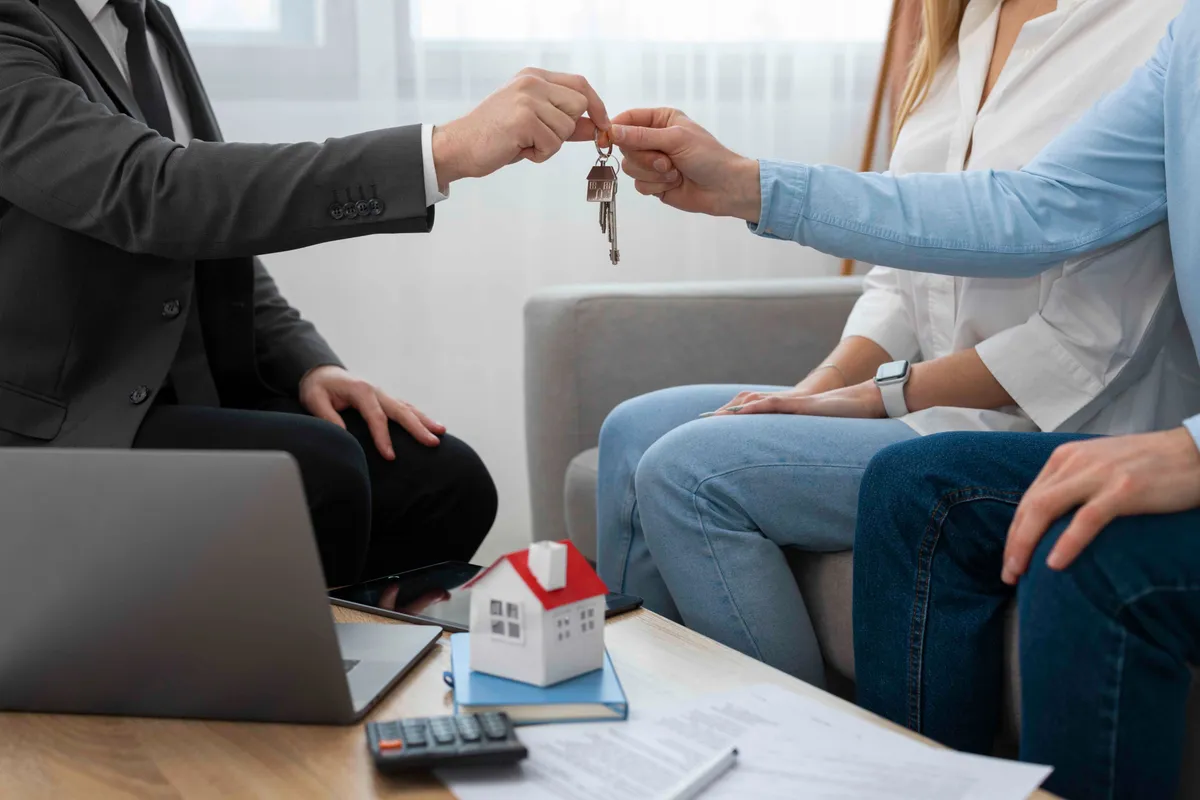 real estate agent work showing house doing business