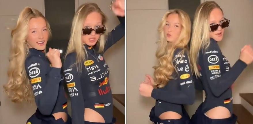 Twee dansende blondines in een Max Verstappen-pakje veroveren plots keihard het internet (video)