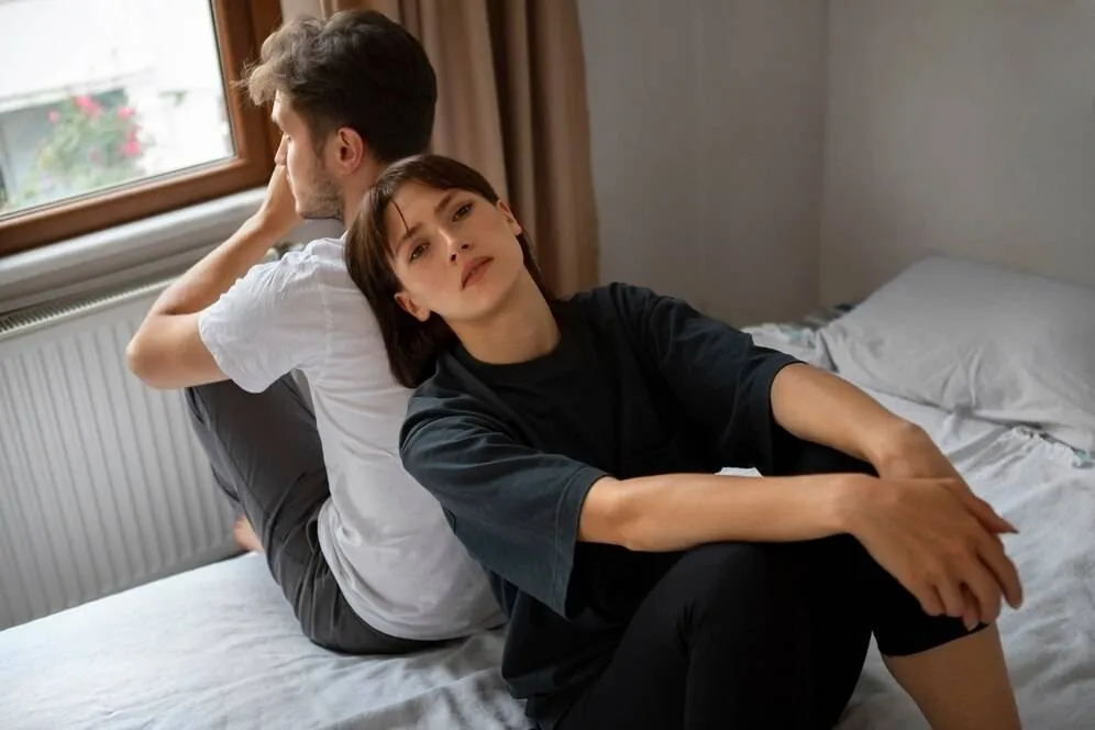 young couple suffering from std 23 2149572936