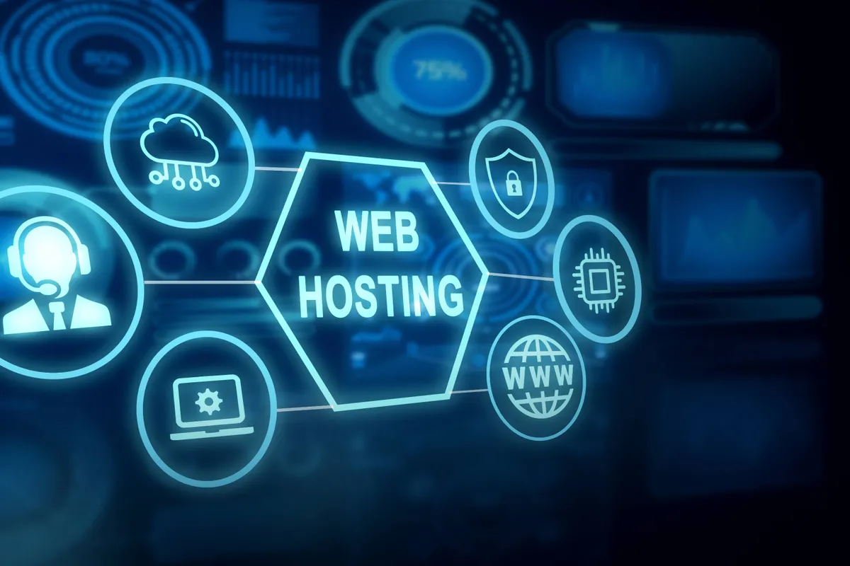website hosting concept with screen