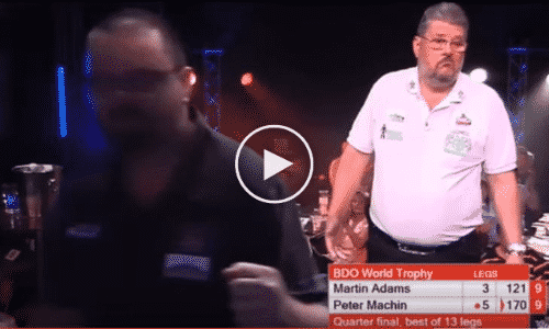 VIDEO: Peter Machin gooit 170, Martin Adams' reactie is geniaal
