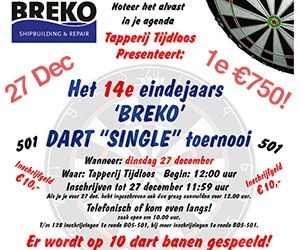 Groots dartstoernooi in Tapperij Tijdloos op dinsdag 27 december