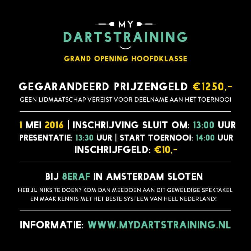 Zondag het open Mydartstraining met €1250 te verdienen