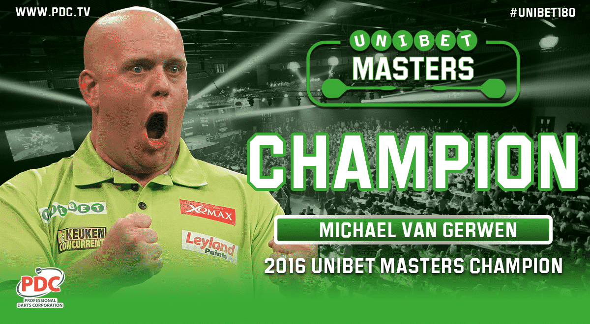 Michael van Gerwen ook The Master van 2016, Dave Chisnal runner-up