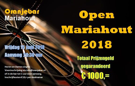 Open Mariahout op vrijdag 15 juni met 1.000 euro gegarandeerd