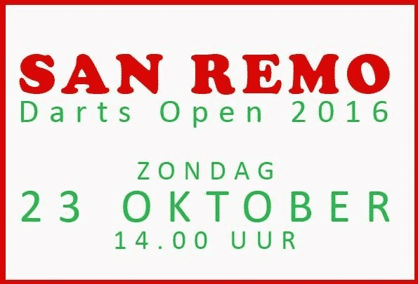 San Remo Darts Open op 23 oktober met 250 euro als hoofdprijs
