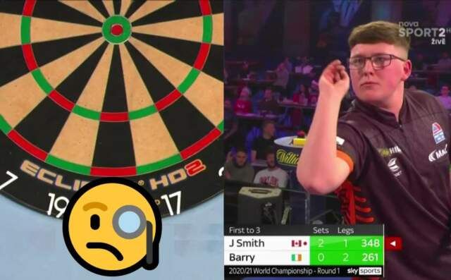 VIDEO: Keane Barry mist het dartbord tijdens optreden op WK