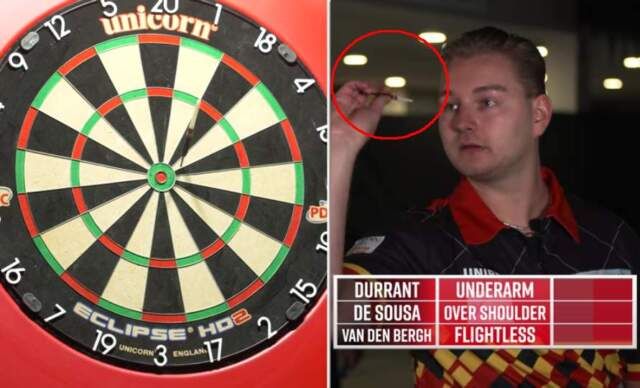 VIDEO: Dimitri van den Bergh speeltje potje darts zonder flights
