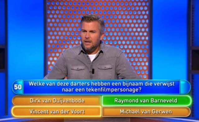 Quiz op SBS6 pijnlijk in de fout met bijnaam Michael van Gerwen