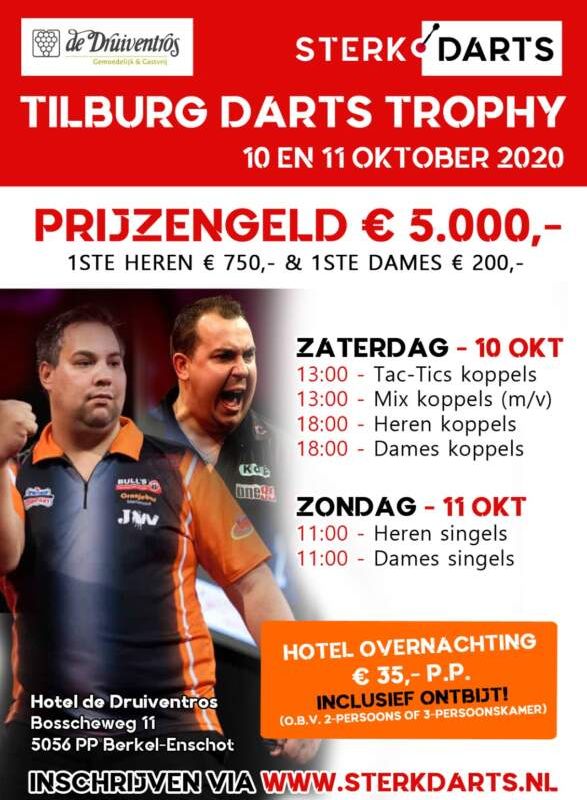 Inschrijven voor Tilburg Darts Trophy 2020 is weer mogelijk
