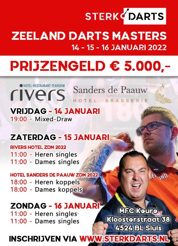 Zeeland Darts Masters 2022 met een prijzenpot van €5000