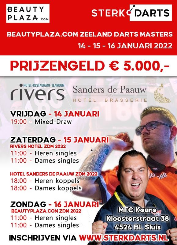 Beauty Plaza is de hoofdsponsor Zeeland Darts Masters 2022