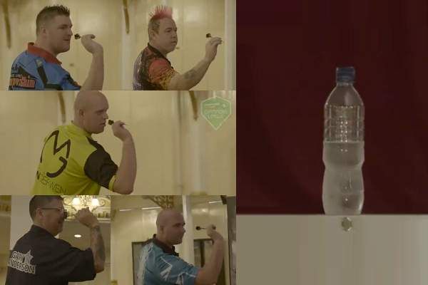 VIDEO: PDC spelers strijden tegen elkaar in Bottle Cap Challenge