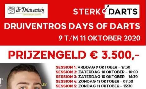 Druiventros Days of Darts 2020 geannuleerd door SterkDarts