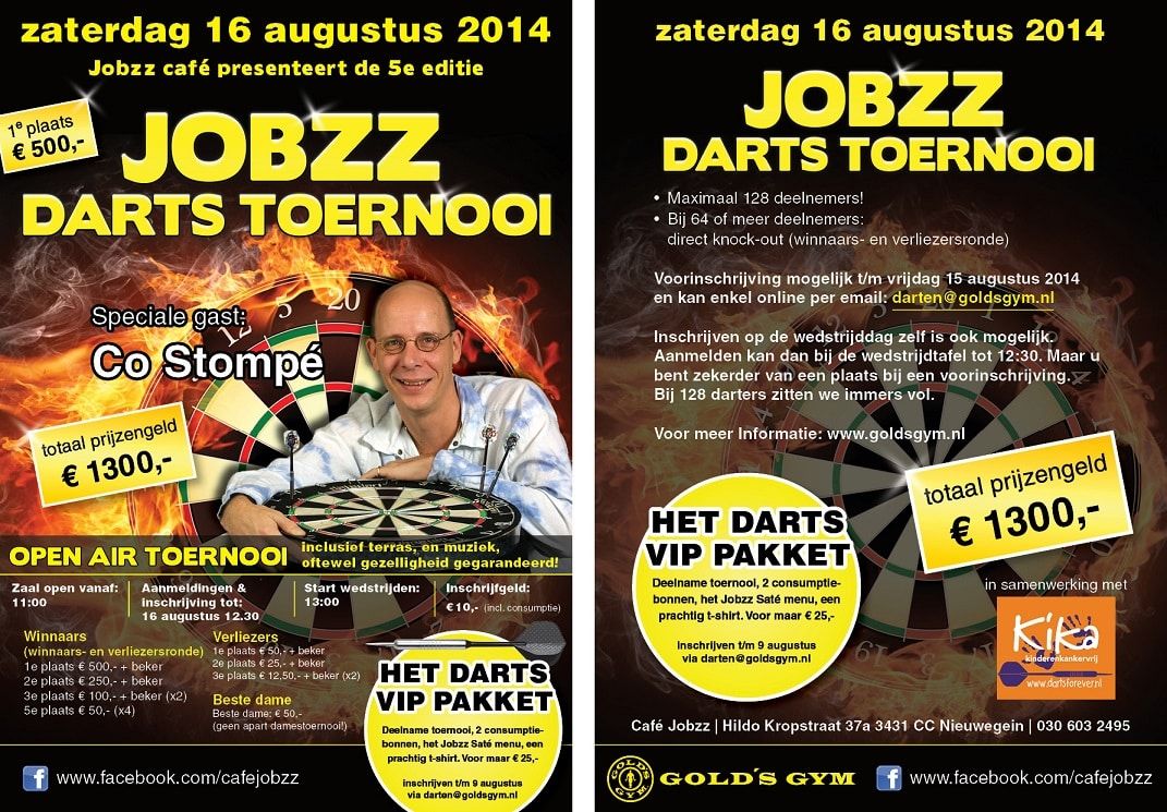 Aanstaande zaterdag darten in Nieuwegein: Jobzz Darts Toernooi