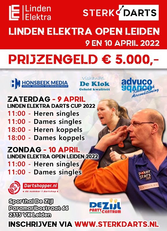 Toernooiaankondiging Linden Elektra Open Leiden op 9 en 10 april 2022