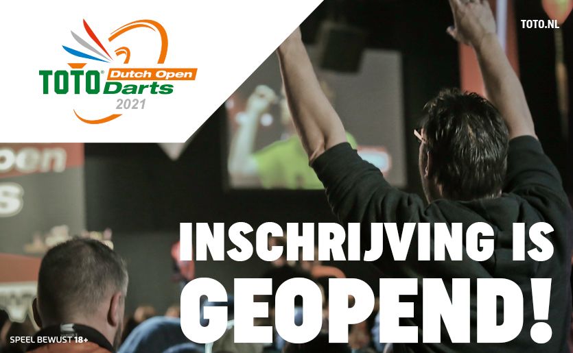 Inschrijving van de TOTO Dutch Open Darts is geopend