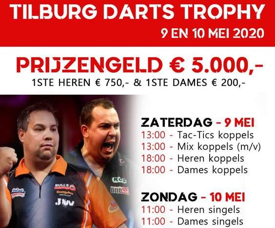 Prijzengeld Tilburg Darts Trophy is verhoogd naar 5.000 euro